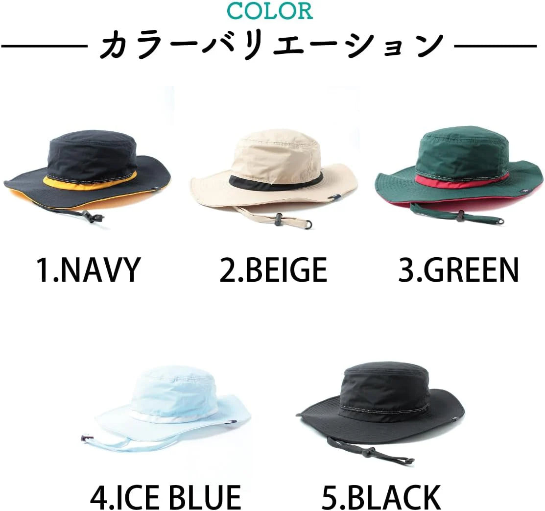 ベーシックエンチ Teflon Safari Hat 2 撥水 手洗い UVカット 99.9% UPF50+ ベンチレーション 通気性 蓄光 リフレクター 吸水速乾 サファリハット 日除け あご紐 洗える 雨 帽子 レディース メンズ ビッグサイズ